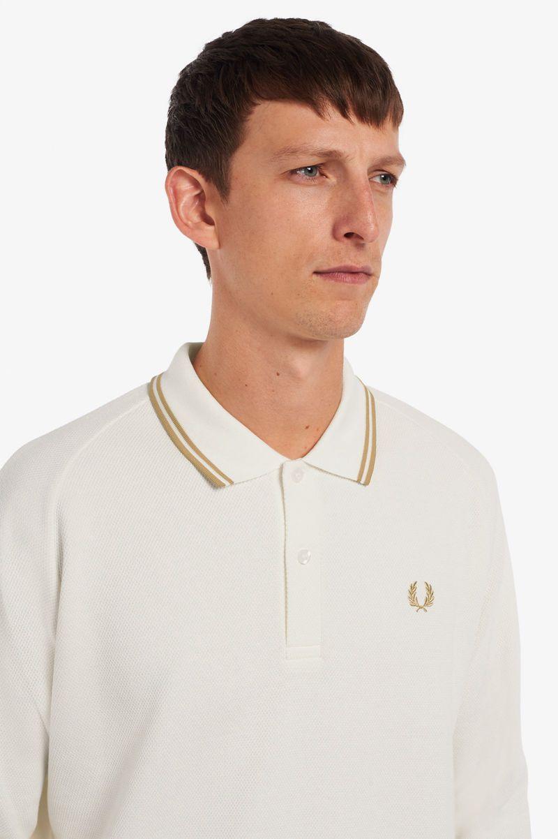 White Fred Perry Panel Polo Men's Shirts | PH 1517UZGT